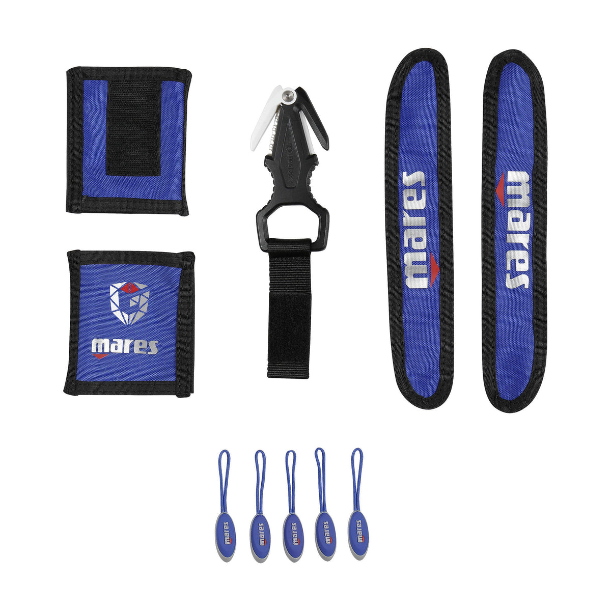 Mares BCD Color Kit with Titanium Line Cutter in Blue - kit contents