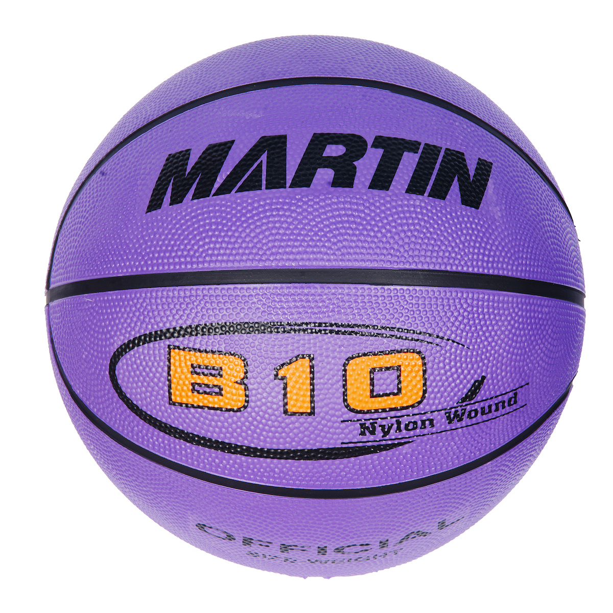 Martin Sports Rainbow Rubber Basketball, Official Size 7 in Purple - Front View
