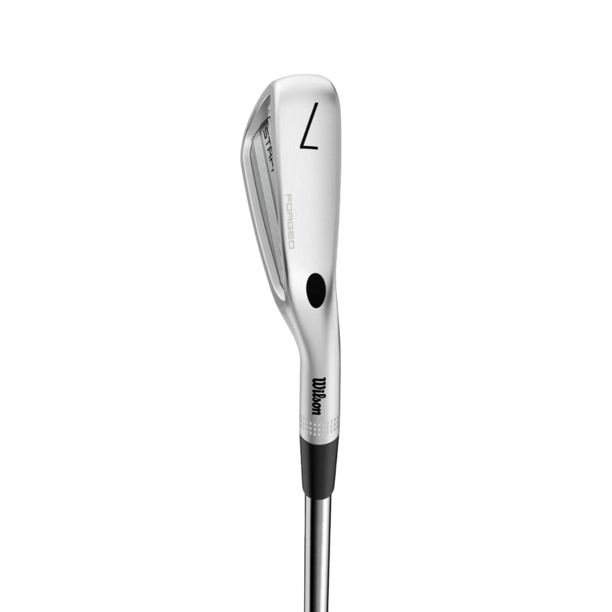 Wilson Golf Staff Model CB iron featuring a forged cavity-back design with a satin chrome finish for added forgiveness and precision shot control.