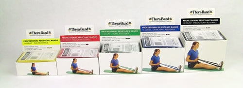 Thera-Band Red Resistance Band Dispenser Pack - 15 x 5' Pre-Cut Strips - Medium Resistance