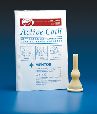 Mentor Active Male External Catheter, Large 35mm, Self-Adhering Latex - Each