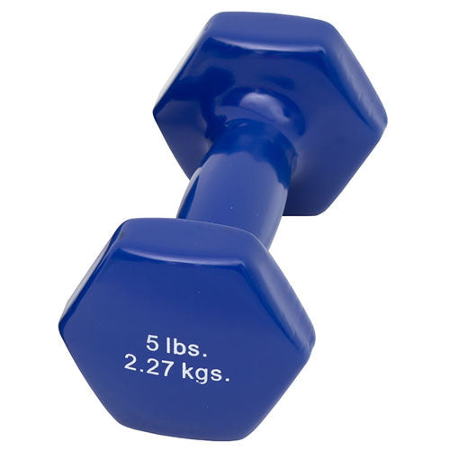 5 Lb Color Vinyl Dumbbell Weight - Ergonomic Handle - Single