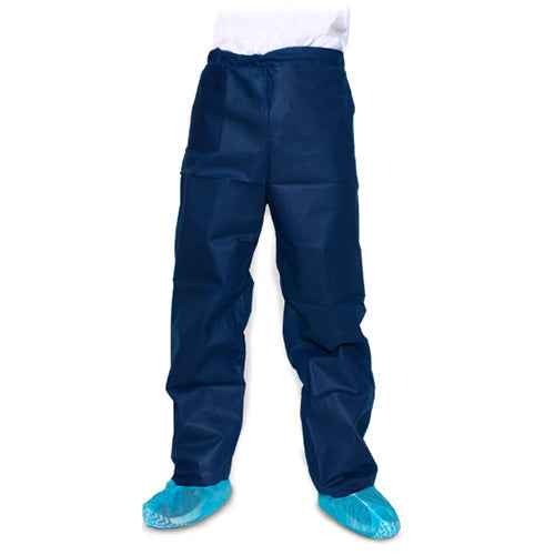 Disposable Scrub Pants, Dark Blue, Medium, Fluid Resistant (Case of 50)