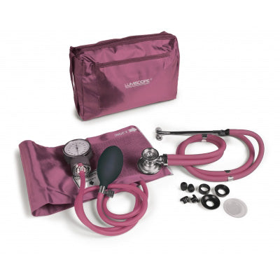 Pink Blood Pressure Kit with Sprague Stethoscope - Matching Cuff & Case, Latex-Free