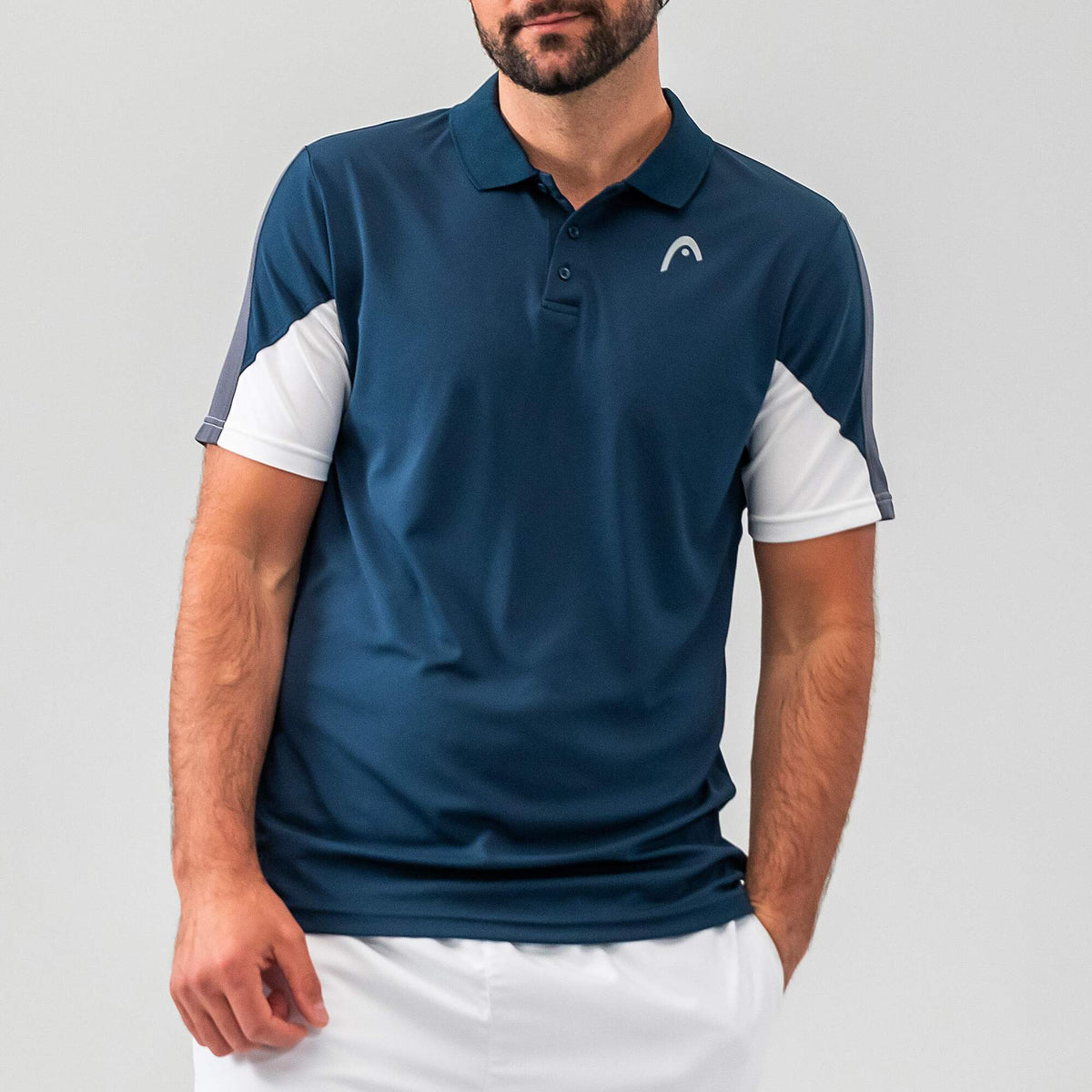 HEAD CLUB 22 Tech Mens Tennis Polo Shirt in Dark Blue - lifestyle front