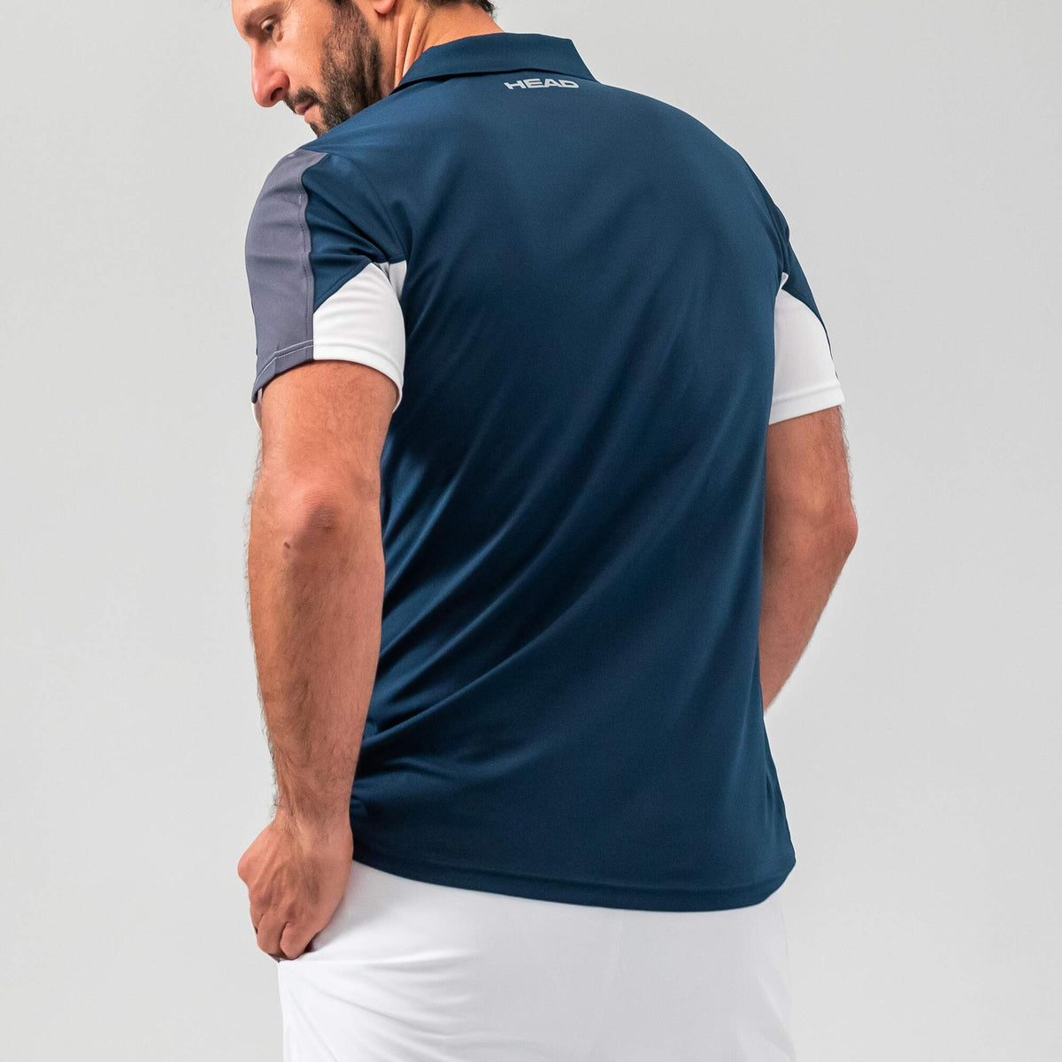 HEAD CLUB 22 Tech Mens Tennis Polo Shirt in Dark Blue - lifestyle back