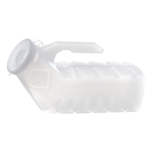 Male Urinal with Lid - Spill-Proof, Translucent & Easy-Grip