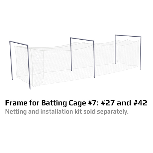 JUGS Batting Cage Frame, Galvanized Steel in Cage 7: 65' L x 11' W x 11' H / For #27 and #42 Polyethylene Nets - Front View