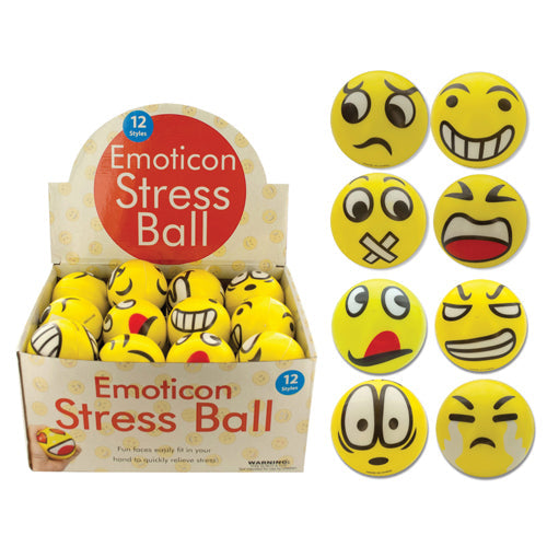 Emoticon Stress Balls, 3 in, 24 ct Display