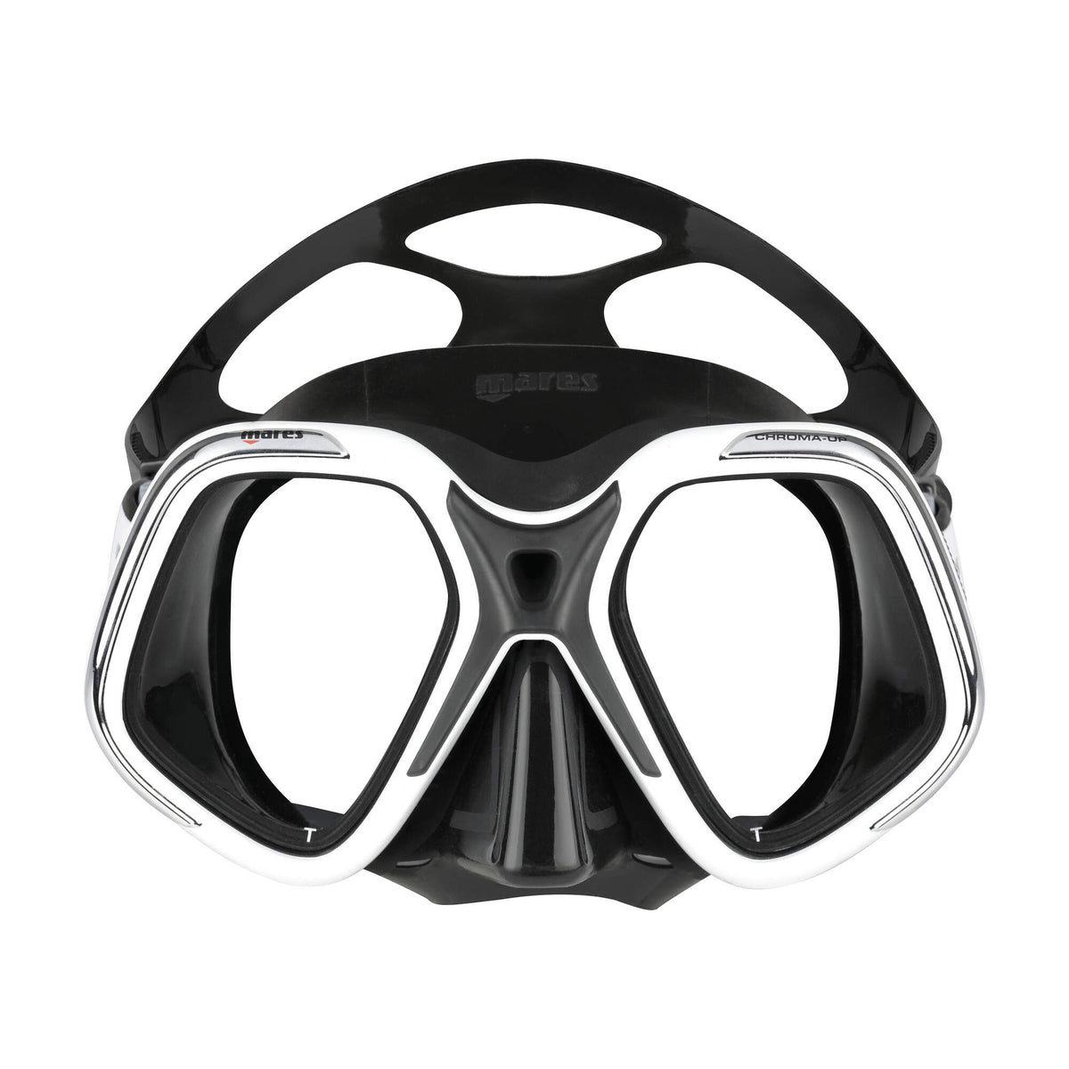 Mares Chroma Up Diving Mask in White/Black - front detail