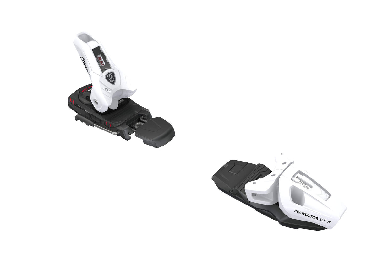 Tyrolia Protector SLR 11 GW Ski Bindings, Matte White, 80 mm Brake in White - rear angle view