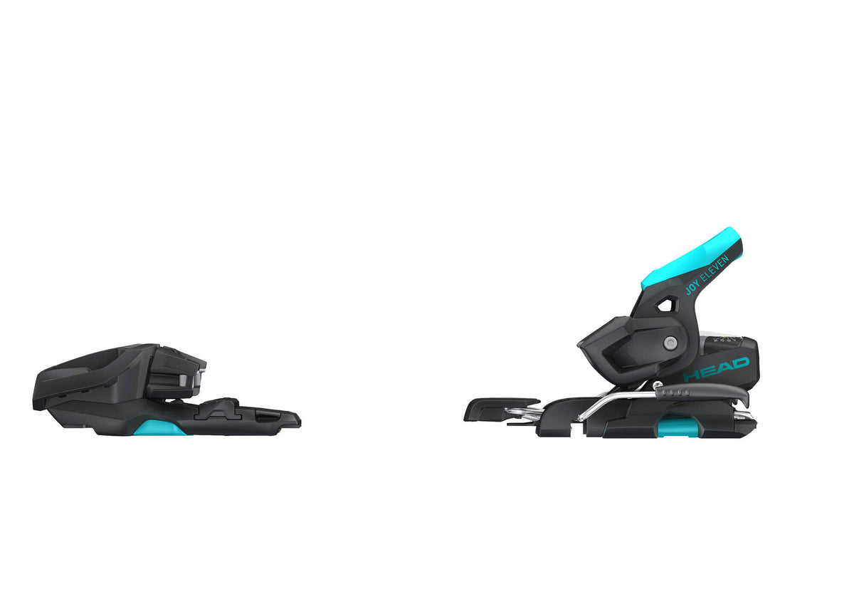 Tyrolia JOY 11 GW SLR Womens Ski Bindings, Matte Black/Speed Blue, 78 mm Brake in Black - left side view
