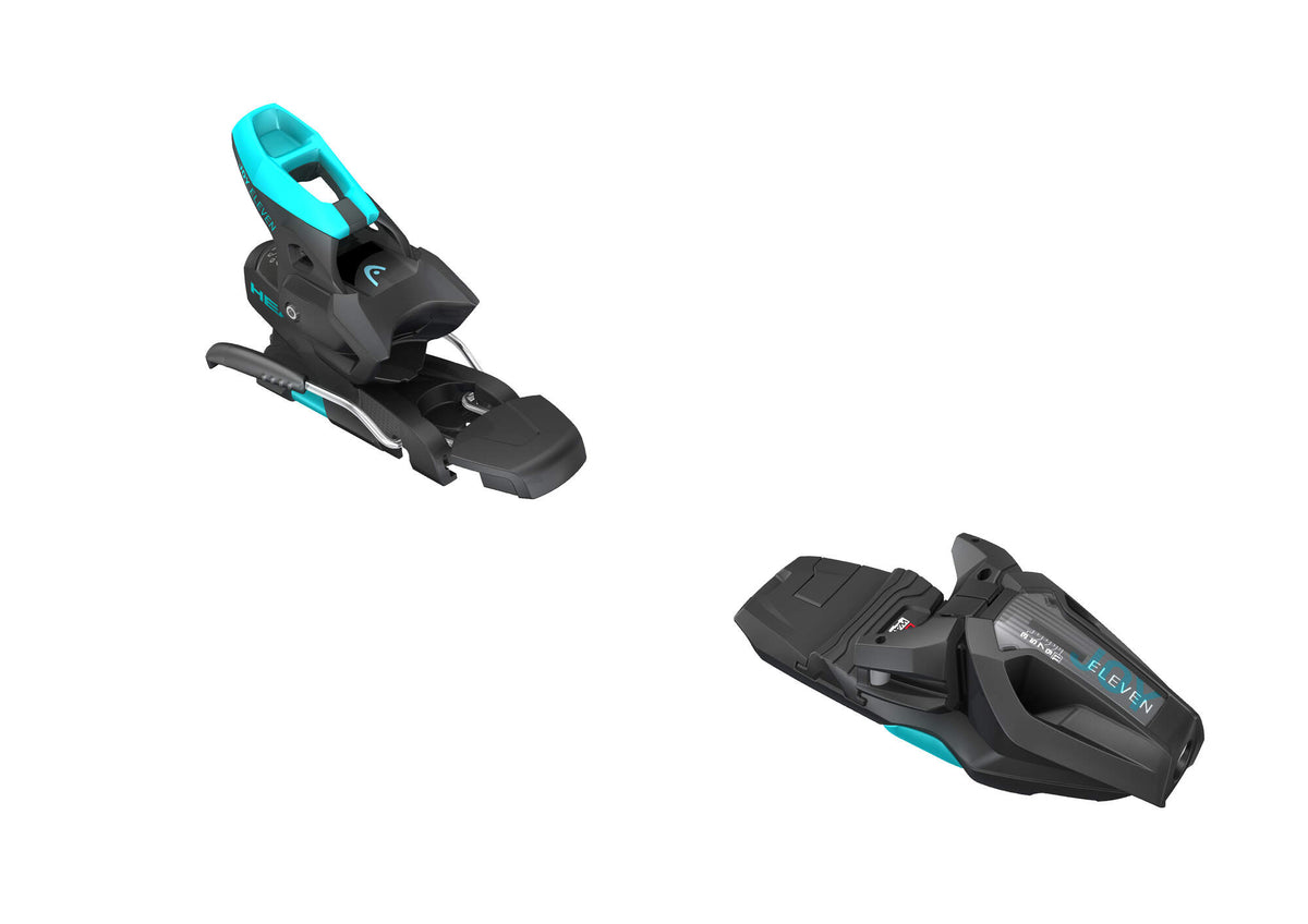 Tyrolia JOY 11 GW SLR Womens Ski Bindings, Matte Black/Speed Blue, 78 mm Brake in Black - rear angle view