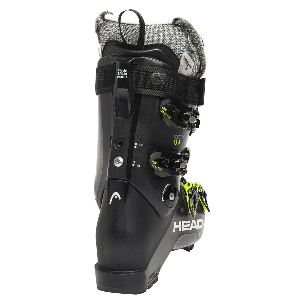 HEAD FORMULA 105 W GW Womens Ski Boots, Dark Blue/Yellow, 27.5 - back side view