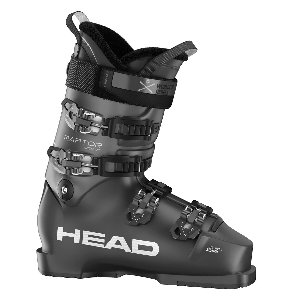 HEAD Raptor WCR 95 W Womens Race Ski Boots, Anthracite in Gray - side view
