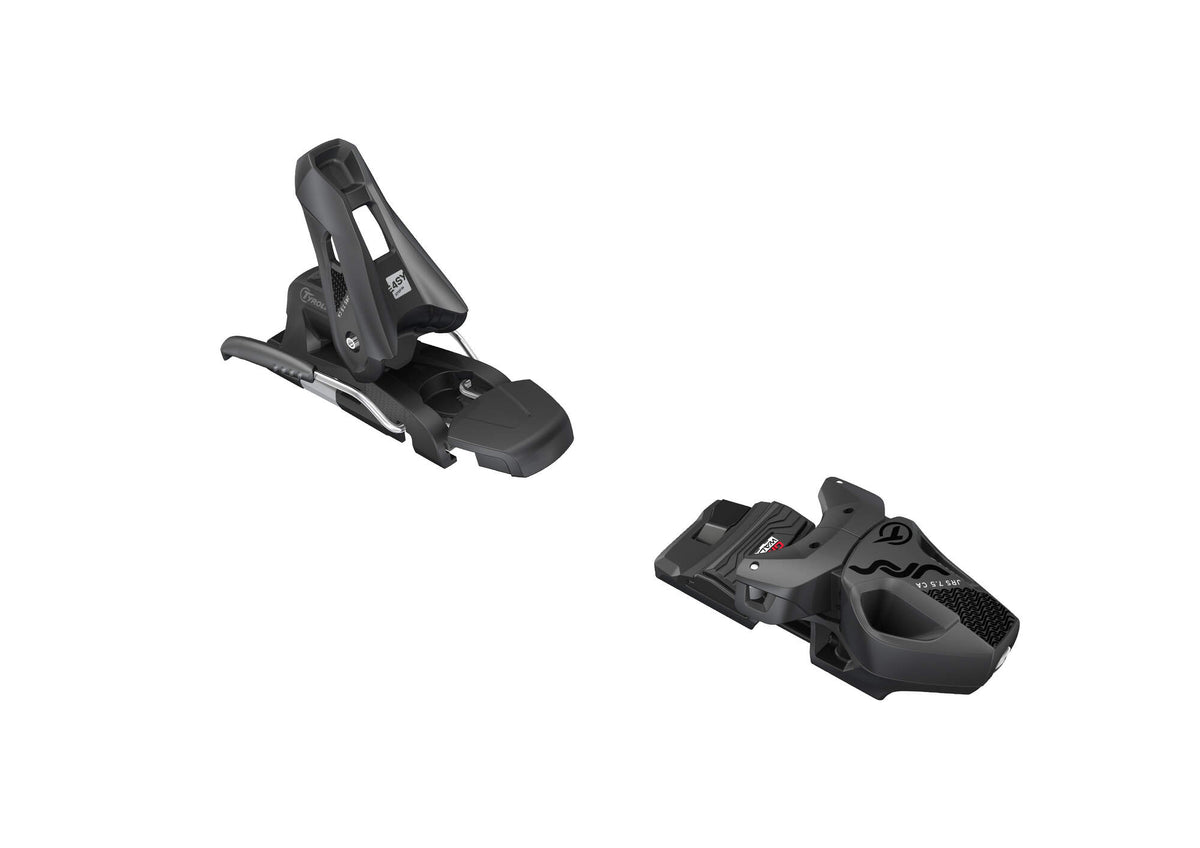 Tyrolia JRS 7.5 GW CA Junior Ski Bindings, Black/White, 90 mm Brake in Black - rear angle view