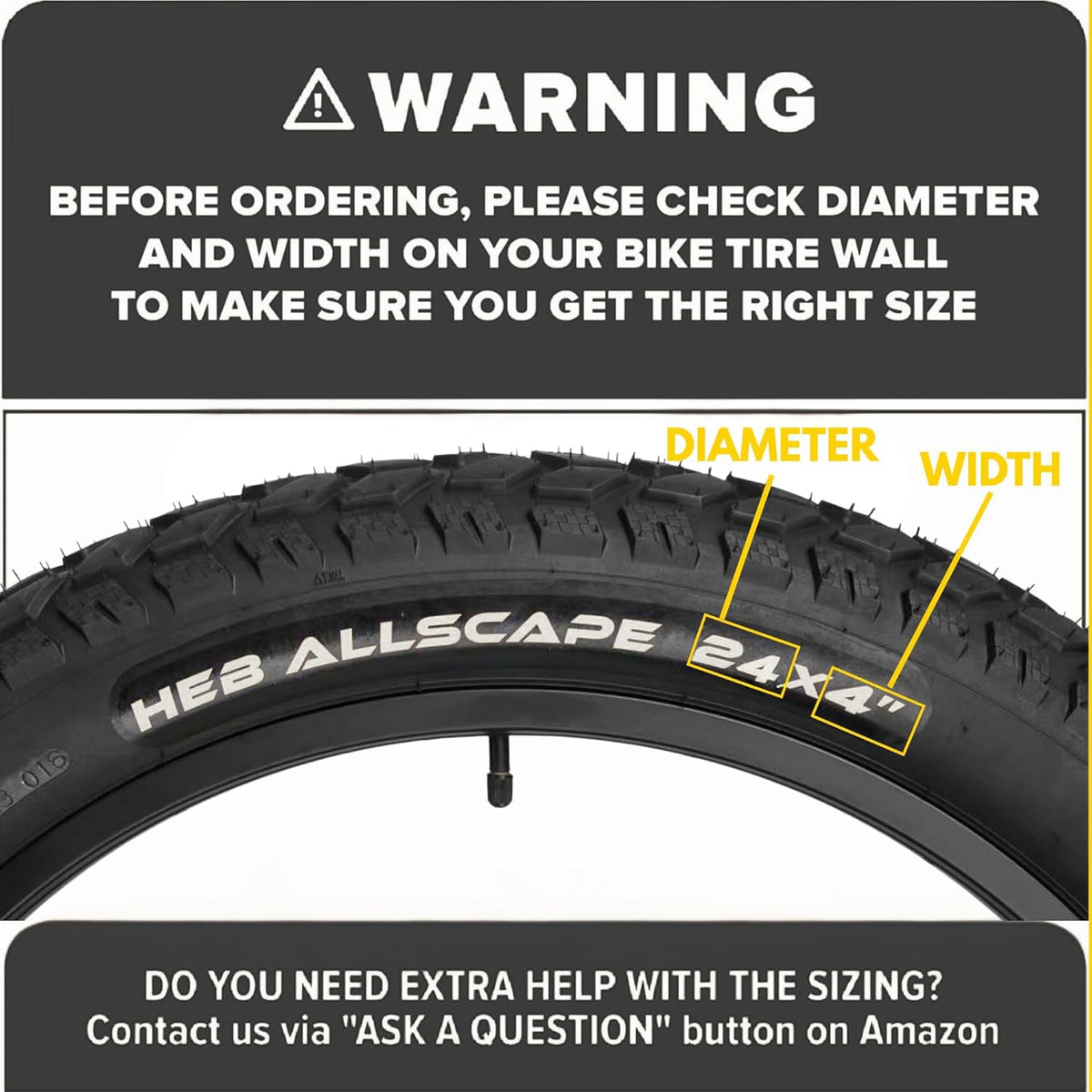 HEB ALLSCAPE® Fat Tires- 24"x 4.0" (SET OF 2 Tires) Tubes Not Included. - View 2
