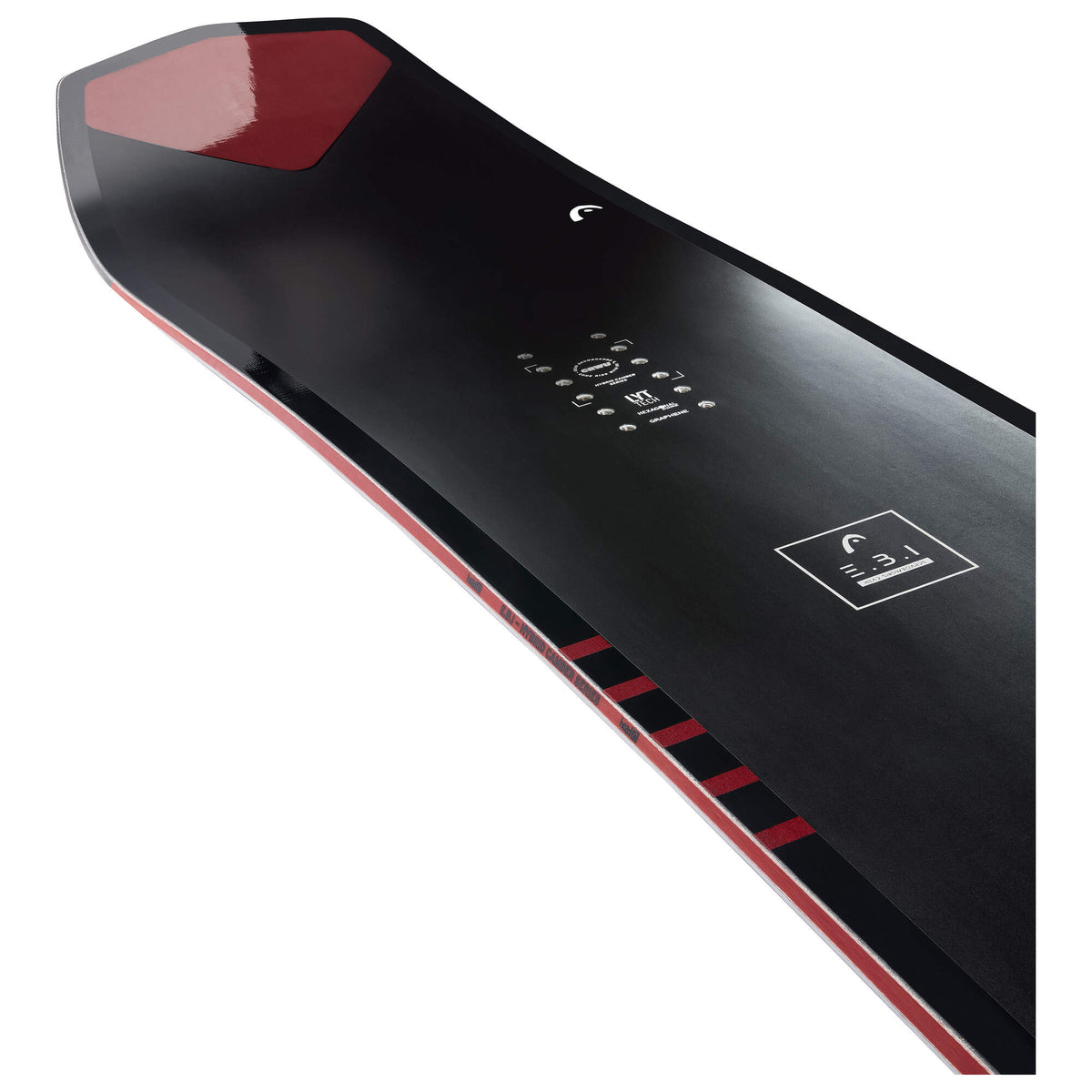 HEAD E.B.I. LYT Swallow Tail Snowboard, Black/Red in Black - nose detail