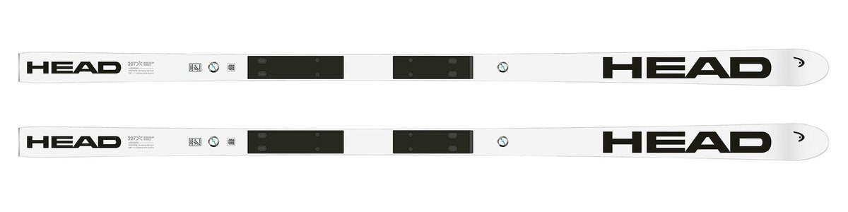 HEAD WCR e-SG Rebel Womens Super G Race Skis with Race Plate, 207 cm in White - top view