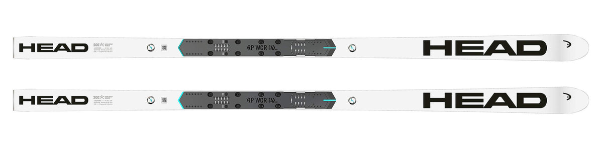 HEAD WCR e-SG Rebel Super G Race Skis with RP WCR 14 Plate, 200 cm in White - top view