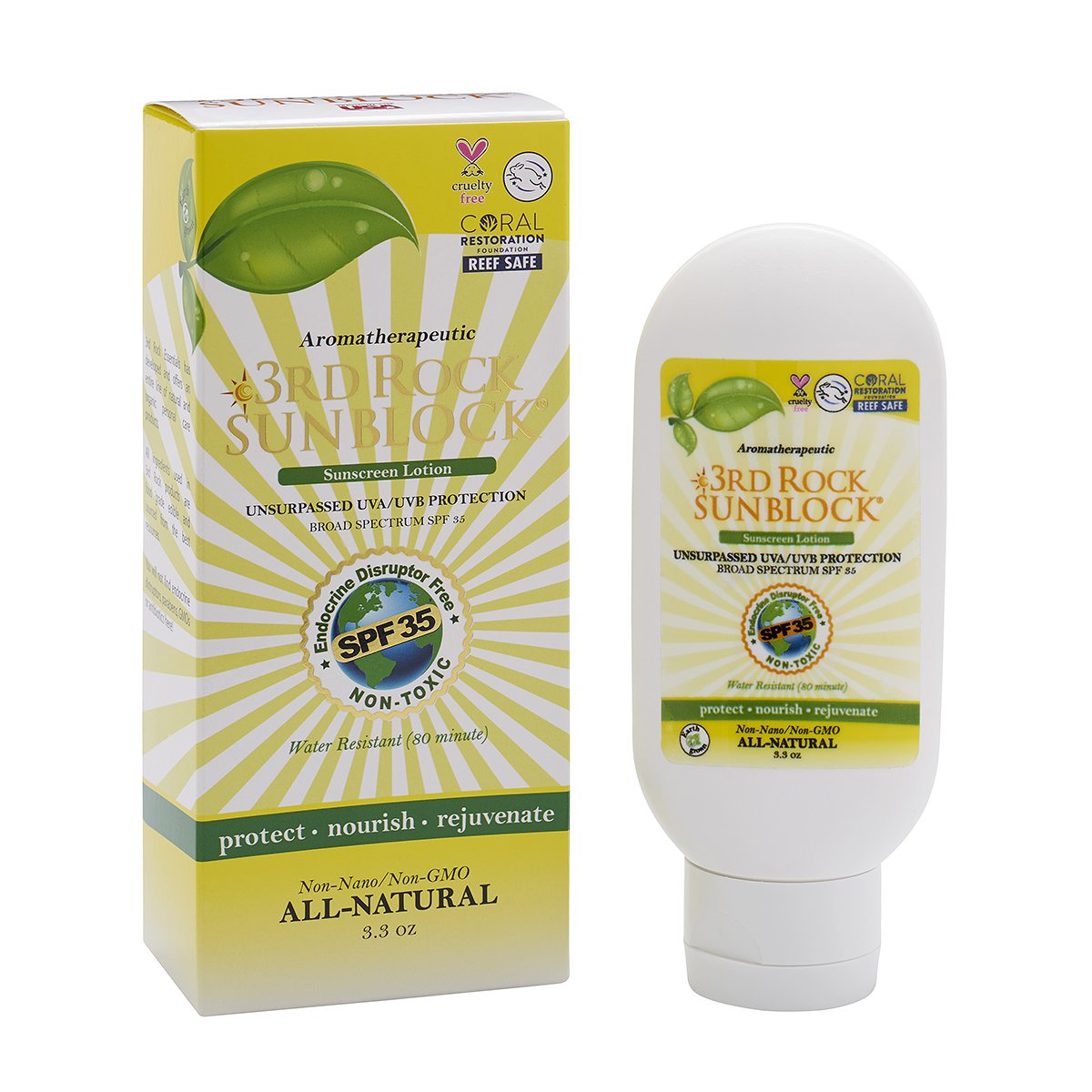 3rd Rock Essentials Unscented Sunscreen Lotion SPF 35, 3.3 oz