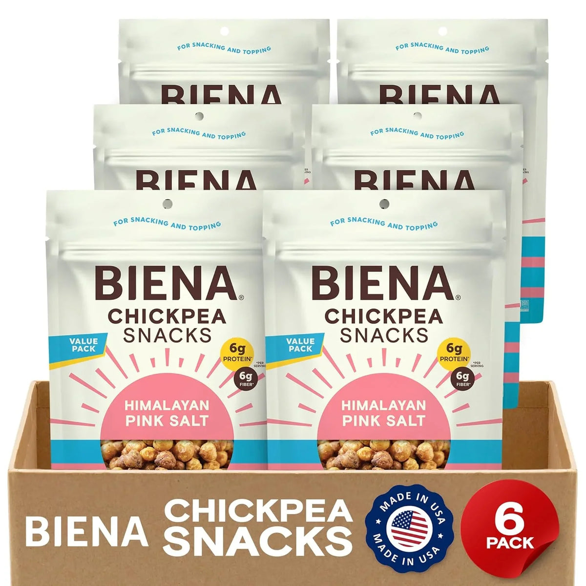 Biena Himalayan Pink Salt Chickpea Snacks, 12 oz (Case of 6)