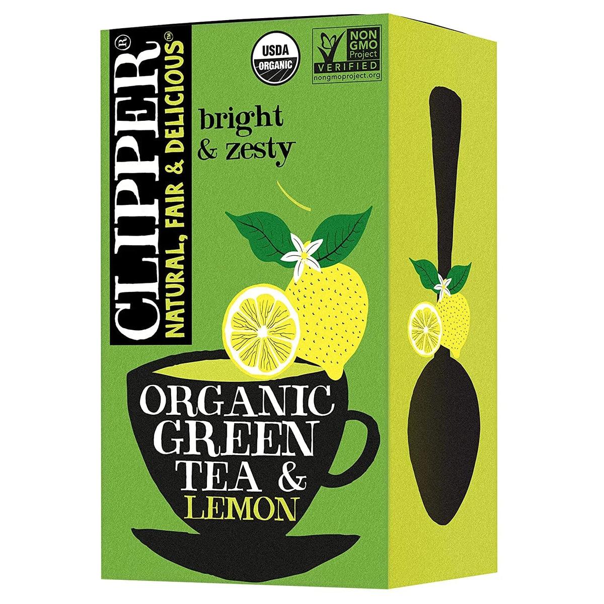 Clipper Tea Organic Lemon Green Tea, 20 Bags (Case of 6)