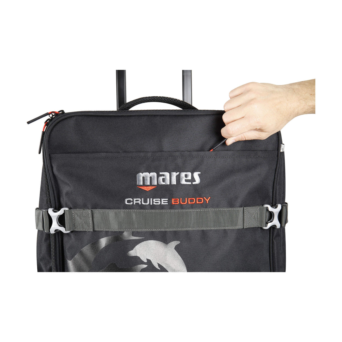 Mares Cruise Buddy Rolling Dive Bag, 87 Liter - front pocket detail