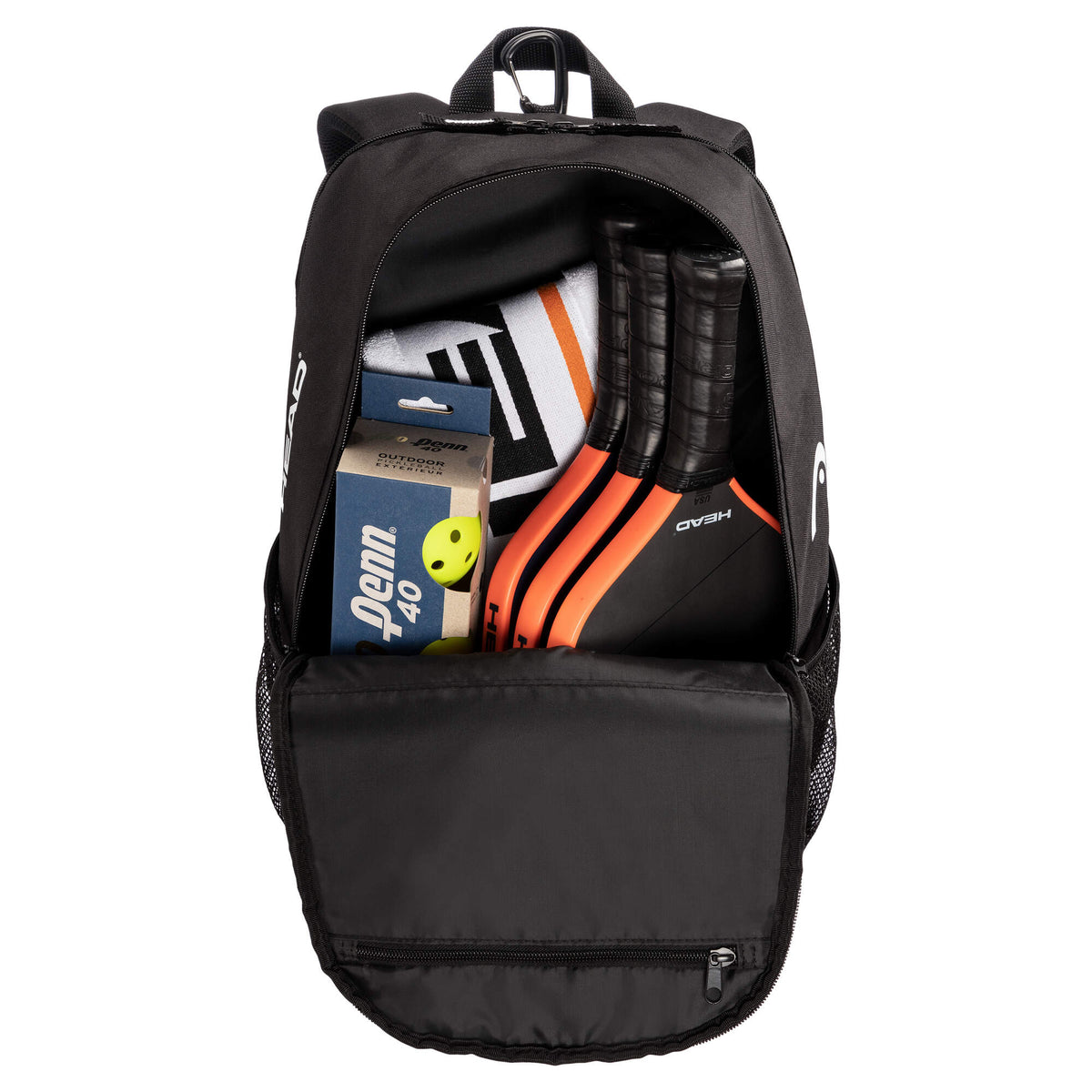HEAD Tour Pickleball Backpack 22L, Black/White - open view