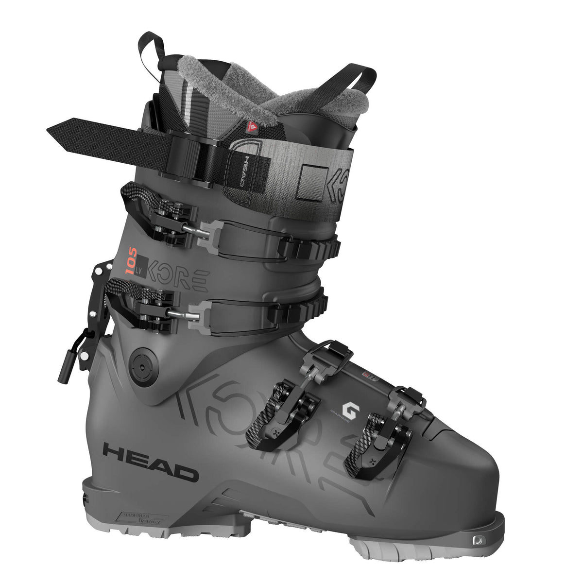 HEAD KORE 105 W LV GW Womens Freeride Ski Boots, Anthracite, Mondo 24.5 in Gray - side view