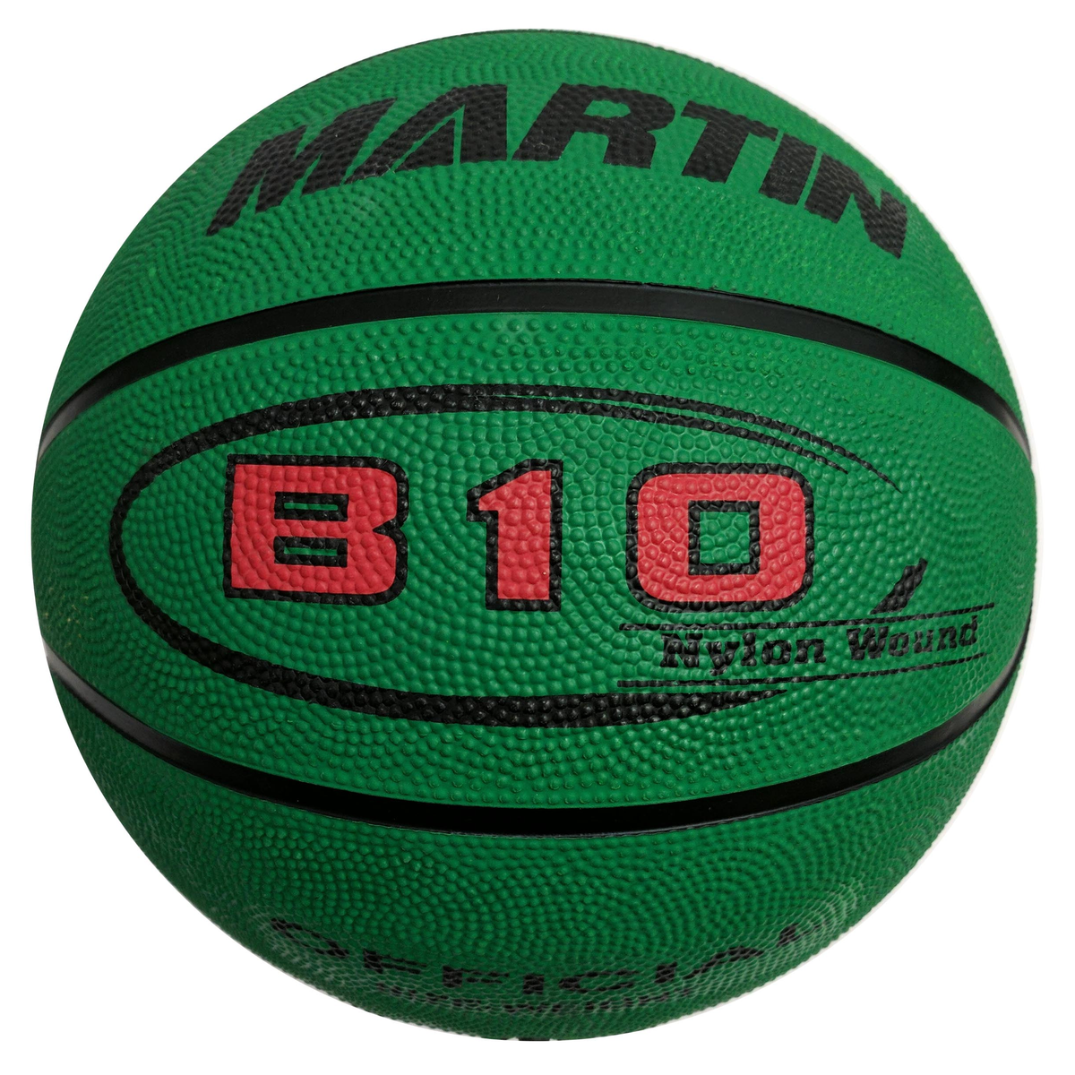 Martin Sports Rainbow Rubber Basketball, Official Size 7 in Green - Front View