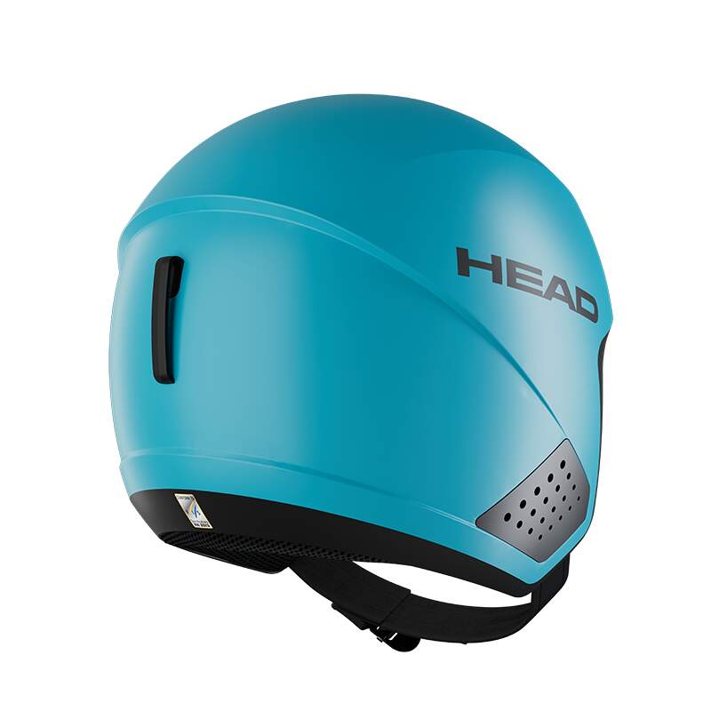 HEAD DOWNFORCE JR Junior Race Ski Helmet, Speed Blue in Blue - rear angle view