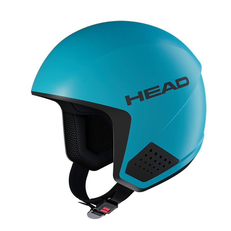 HEAD DOWNFORCE JR Junior Race Ski Helmet, Speed Blue in Blue - front angle view