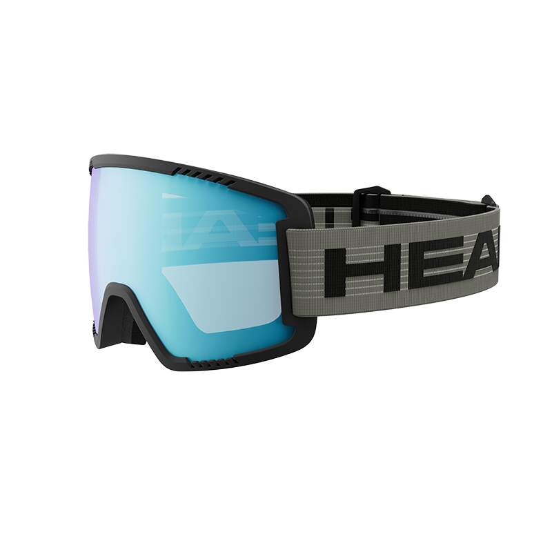 HEAD CONTEX PHOTO Photochromic Ski Goggles, Blue Lens, Olive in Blue/Olive - side angle view