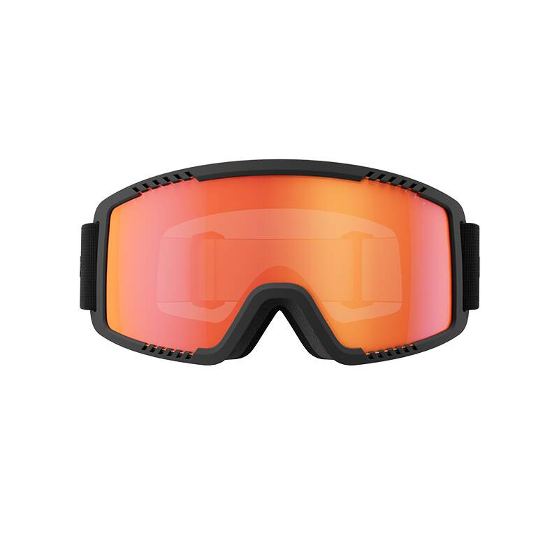 HEAD CONTEX YOUTH Kids Ski Goggles, Red Mirror Lens, Black in Black - front view