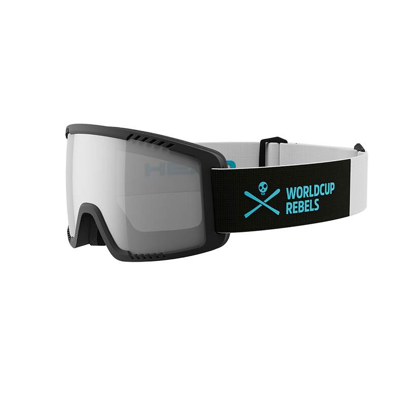 HEAD CONTEX YOUTH Kids Ski Goggles, FMR Silver, WCR Strap in Silver - front side view