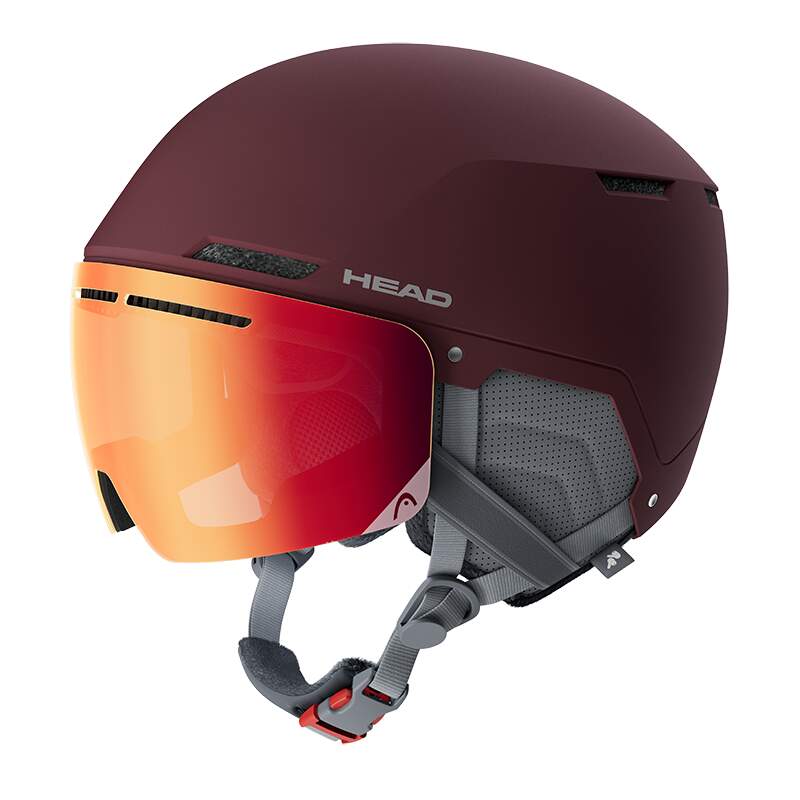 HEAD CINEMA PRO W Womens Visor Ski Helmet, Berry, Size XS/S in Red - front angle view