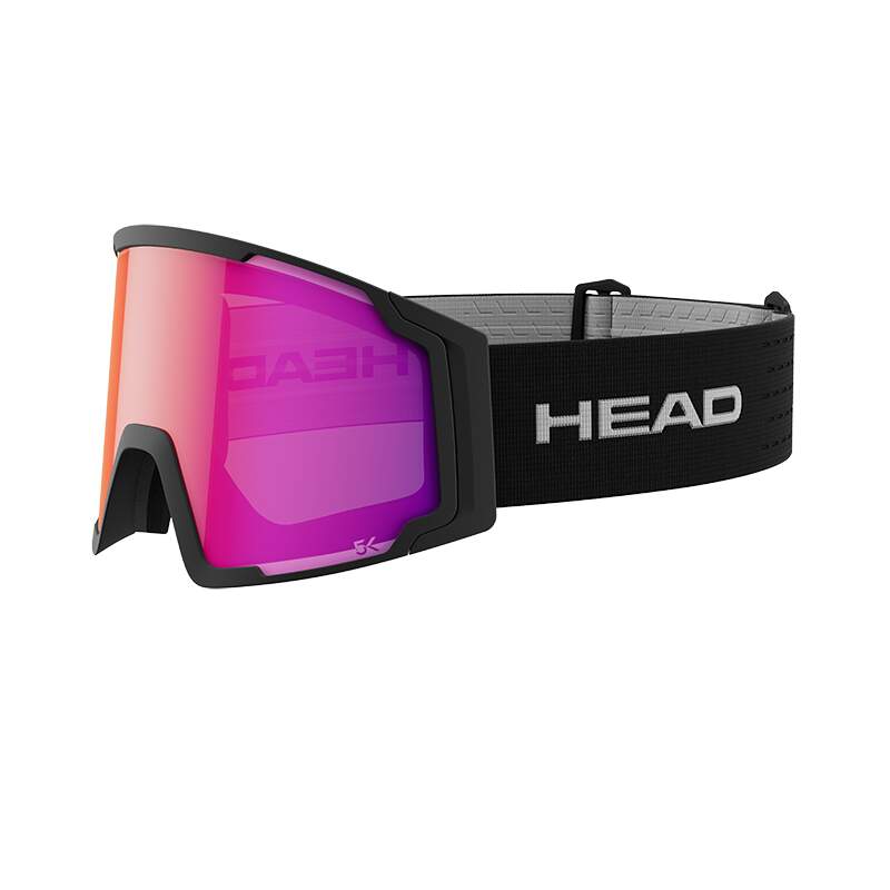 HEAD NEVES PRO 5K Ski Goggles, Red Lens, Black Frame in Black - front view