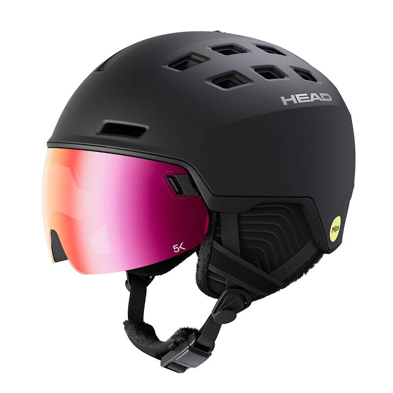 HEAD RADAR 5K MIPS Visor Ski Helmet, Black in Black - front view