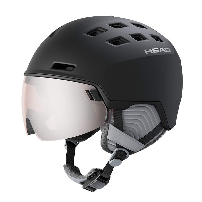 HEAD RACHEL Visor Ski Helmet, Black in Black - side angle view