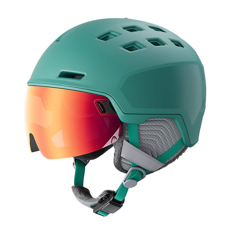 HEAD RACHEL PRO Visor Ski Helmet, Green in Green - front side view