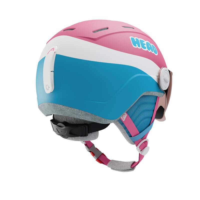 HEAD MAJA Visor Kids Ski Helmet, Pink/Blue in Pink - back angle view