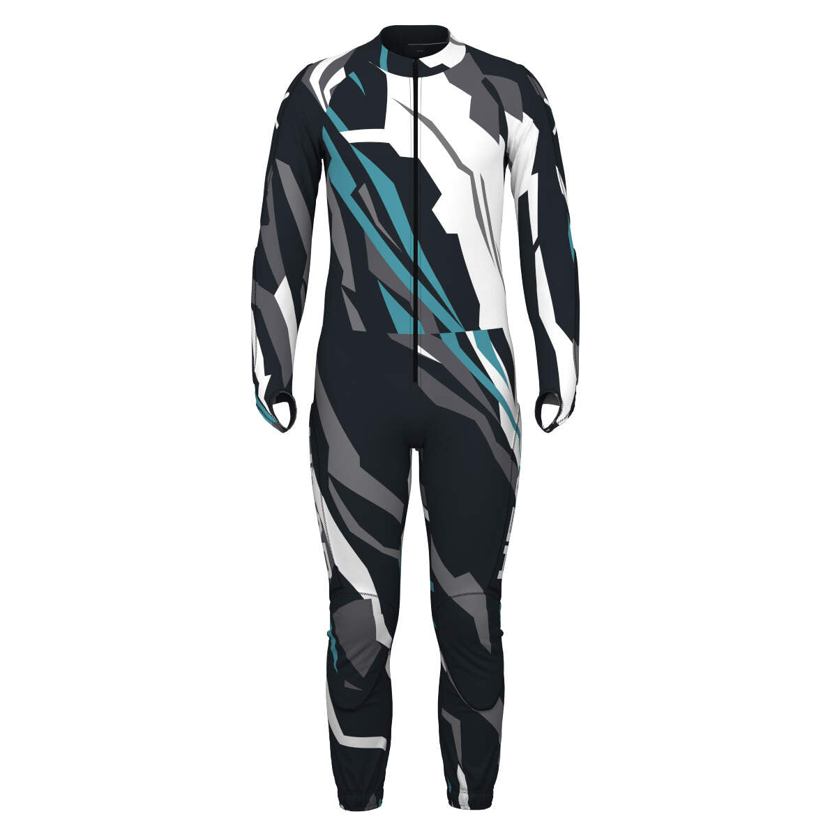 HEAD RACE FIS Suit Unpadded Unisex Ski Race Suit, Race Print/Black, Size L in Black - front view