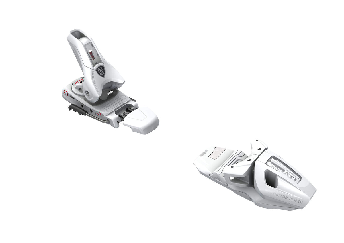 Tyrolia Protector SLR 10 GW Ski Bindings, Matte White, 80 mm Brake in White - rear angle view