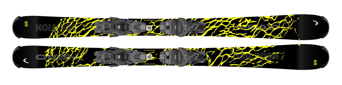 HEAD Oblivion Team JRS Junior Twin Tip Skis, Black/Yellow in Black - top view