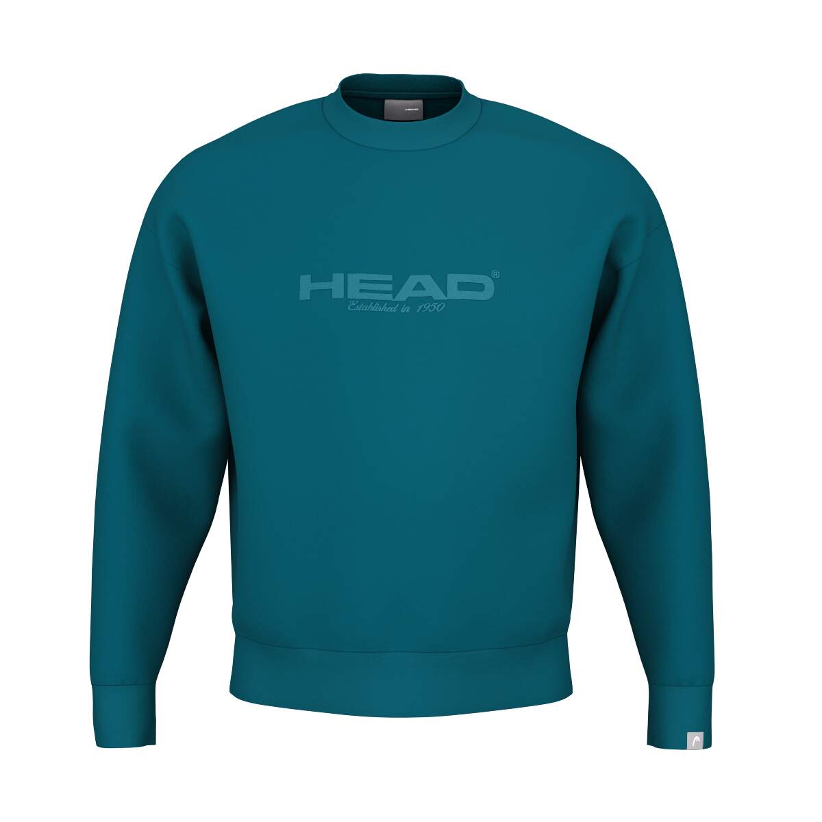 HEAD MOTION Crewneck Sweatshirt Unisex in Teal - front view