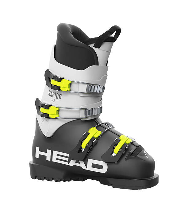 HEAD Raptor 50 R Junior Race Ski Boots, Anthracite/White, Mondo 21.5 in Gray - side view