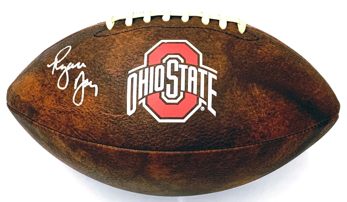 Ryan Day Autographed Ohio State Buckeyes Vintage Logo Football Beckett Witnessed