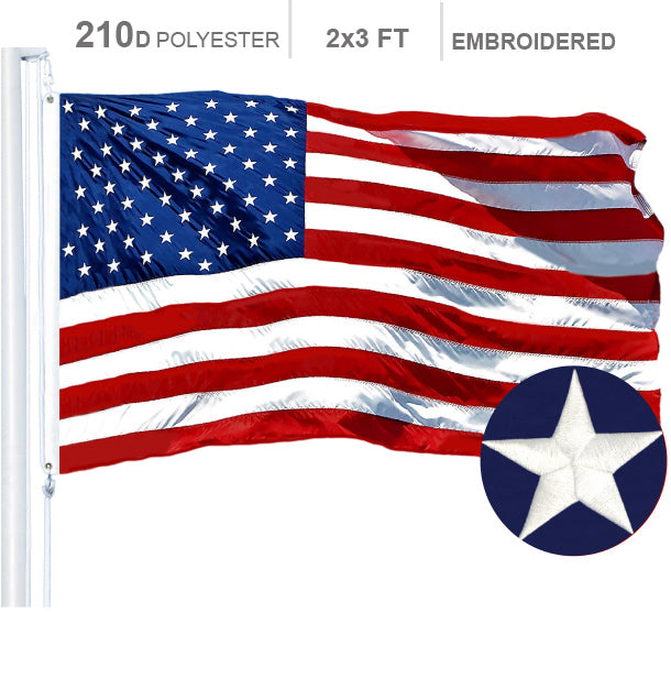 American Flag 210D Embroidered Polyester 2x3 Ft