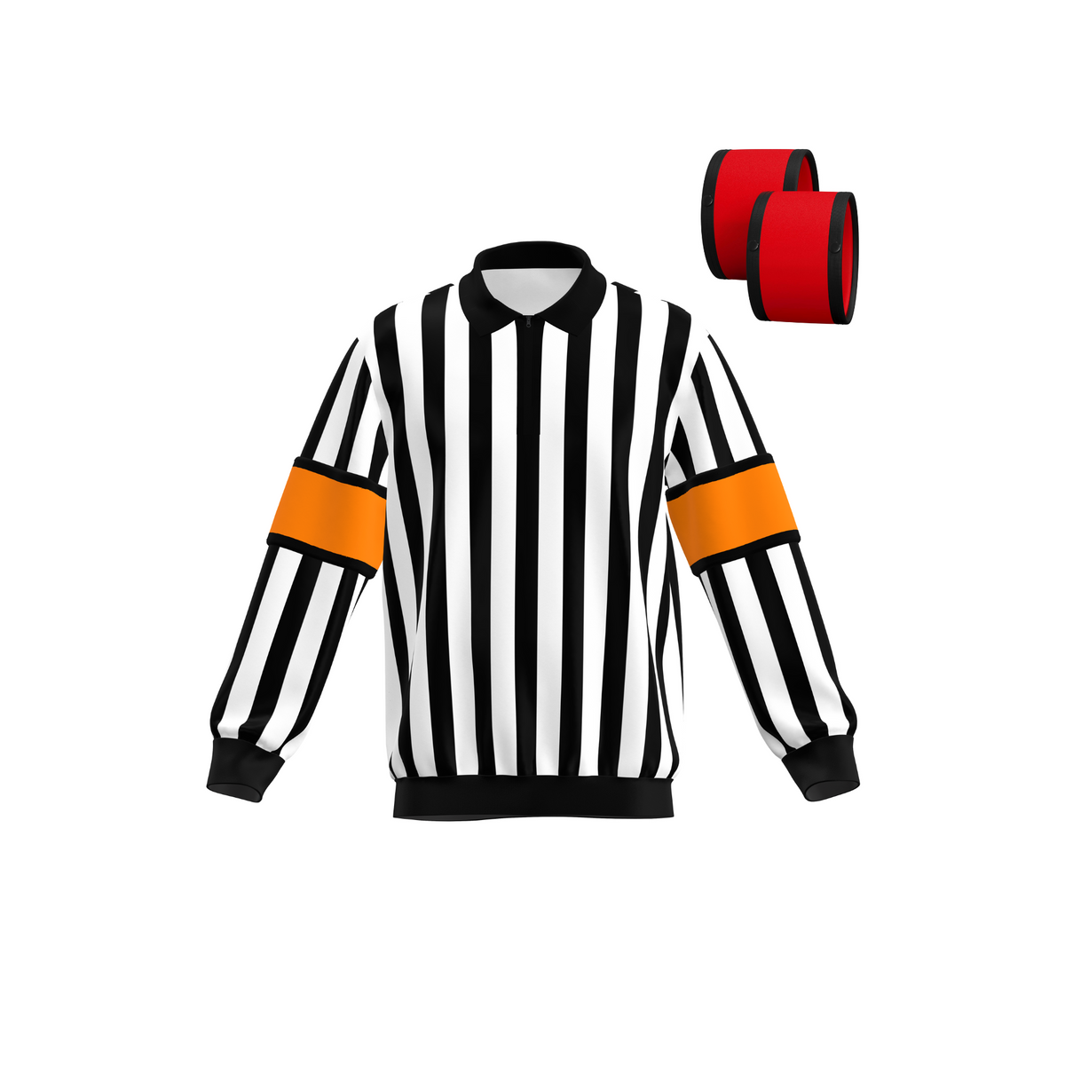 Hockey Referee Jersey for NHL and other ice sports with free removable armbands both orange and red